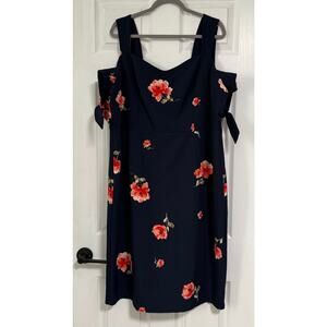 Beyond by Ashley Graham Women's Blue Floral Cold Shoulder Dress Size 18W
